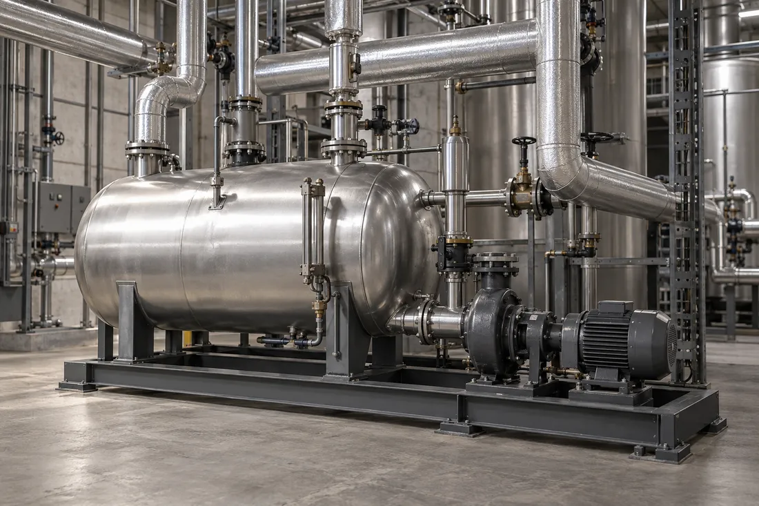 Concept of industrial steam piping and condensate return equipment